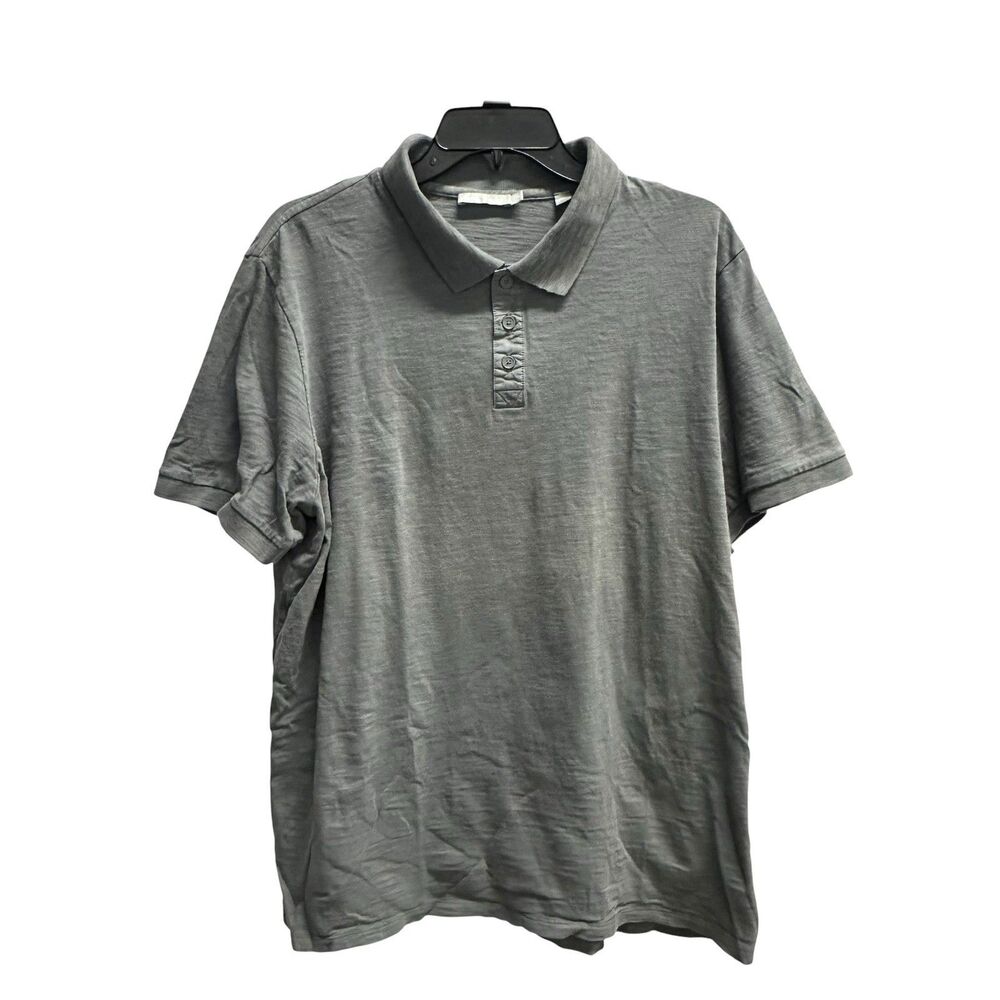 Vince Mens XL Gray Slub Polo Shirt Short Sleeve Lightweight Top MS123-9191